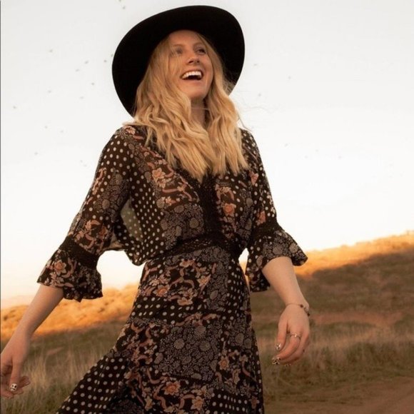 NWT Nasty Gal Black Floral Spot Mix Maxi Dress $80 - Picture 2 of 7